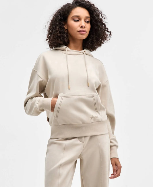 GUESS - Hooded Scuba Sweatshirt Beige