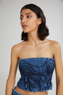 4TAILORS - The Soft Serve Strapless Top Denim