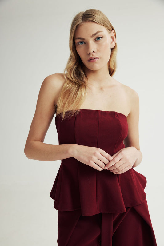 Petal Top Bordeaux